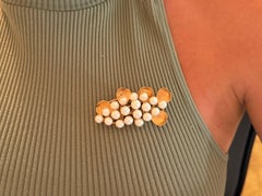 Mings Akoya Pearl Leaf Brooch 14k Yellow Gold