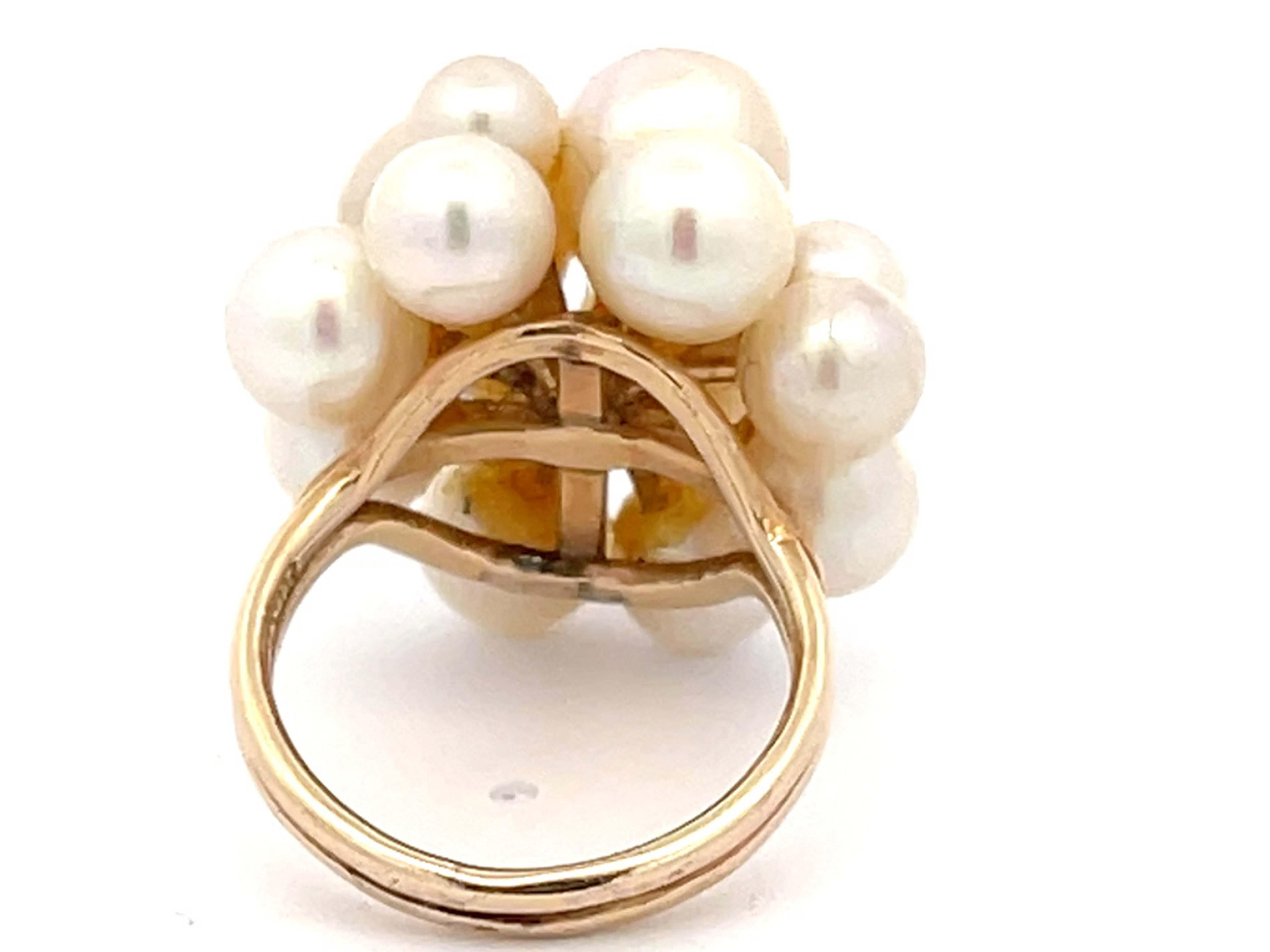 Mings Akoya Pearl Ring in 14k Yellow Gold In Excellent Condition For Sale In Honolulu, HI