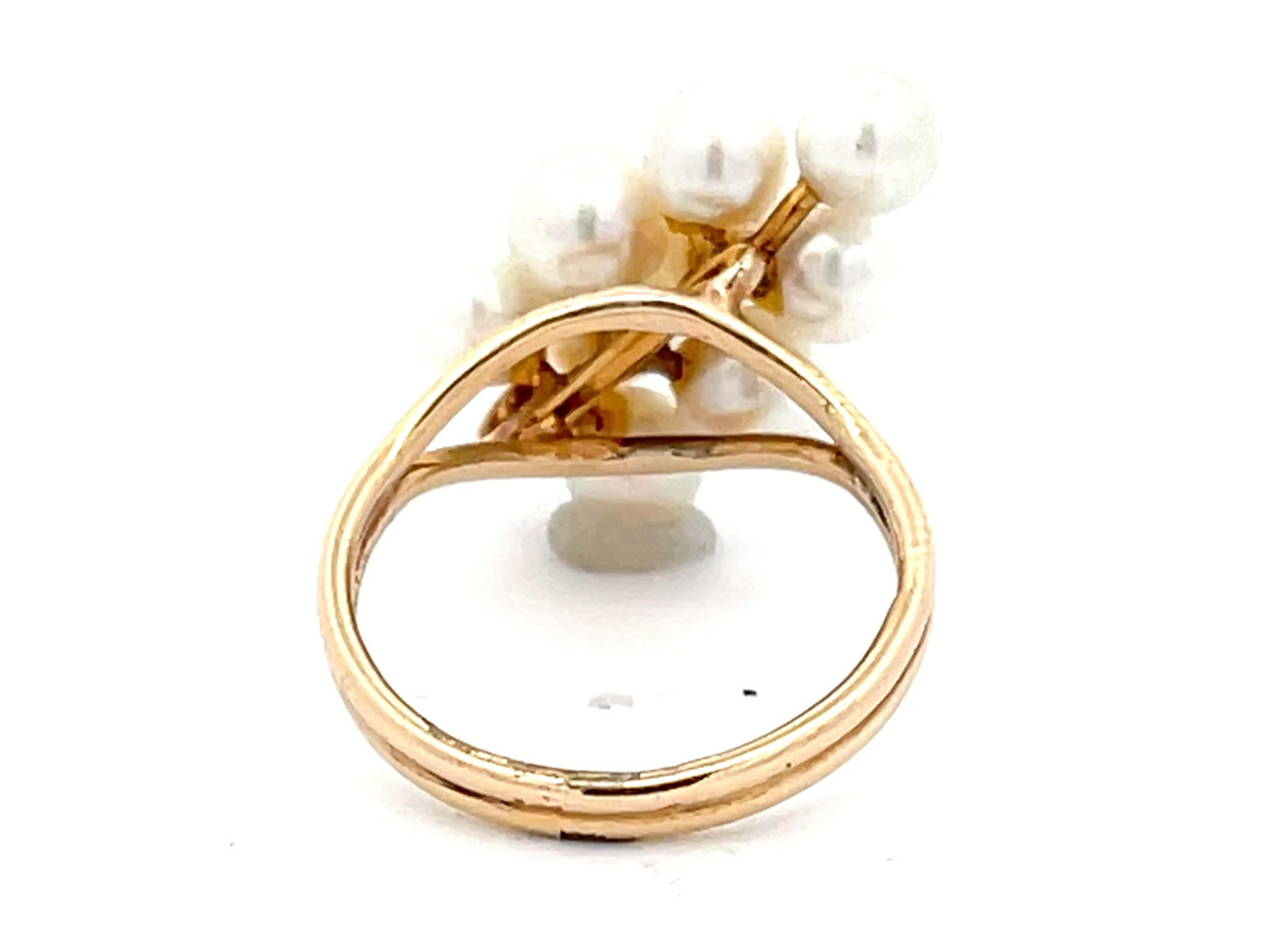 Mings Akoya Pearl Ring in 14k Yellow Gold In Excellent Condition For Sale In Honolulu, HI