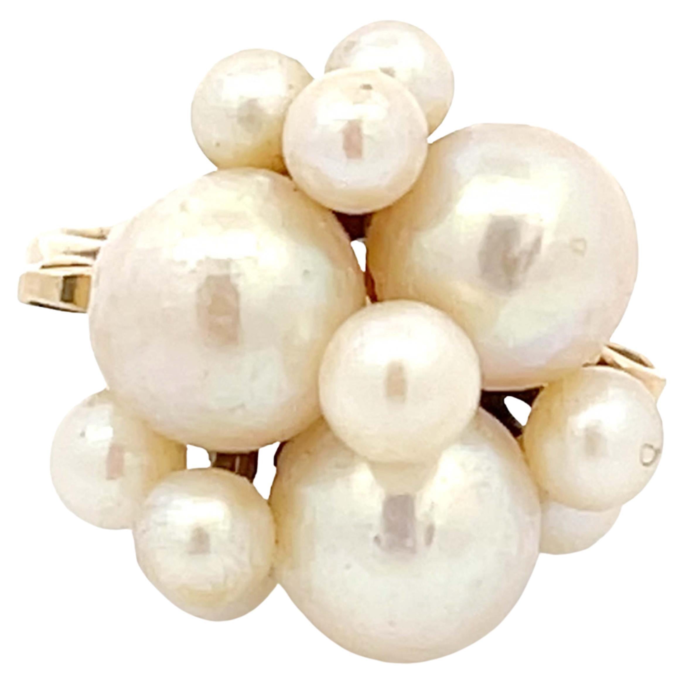 Mings Large Akoya Pearl Ring in 14k Yellow Gold For Sale at 1stDibs