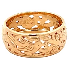 Mings Bird on a Plum Cutout Band Ring in 14k Gold