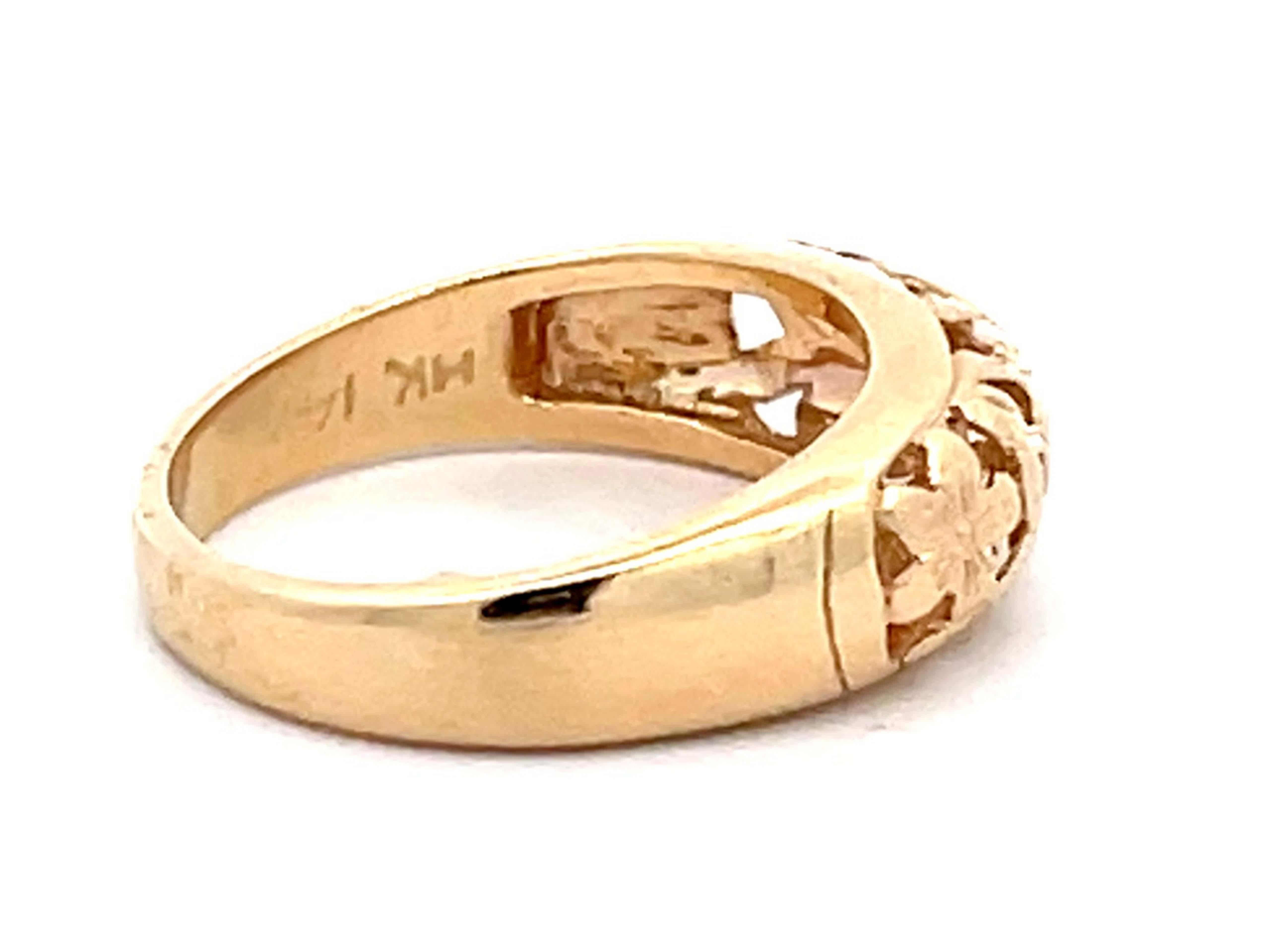 Modern Mings Bird on a Plum Cutout Ring in 14k Yellow Gold For Sale
