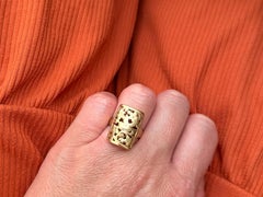 Ming's Bird on a Plum Rectangular Ring 14k Yellow Gold