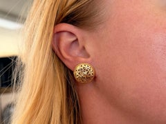 Ming's Bird on a Plum Round Stud Earrings 14K Yellow Gold