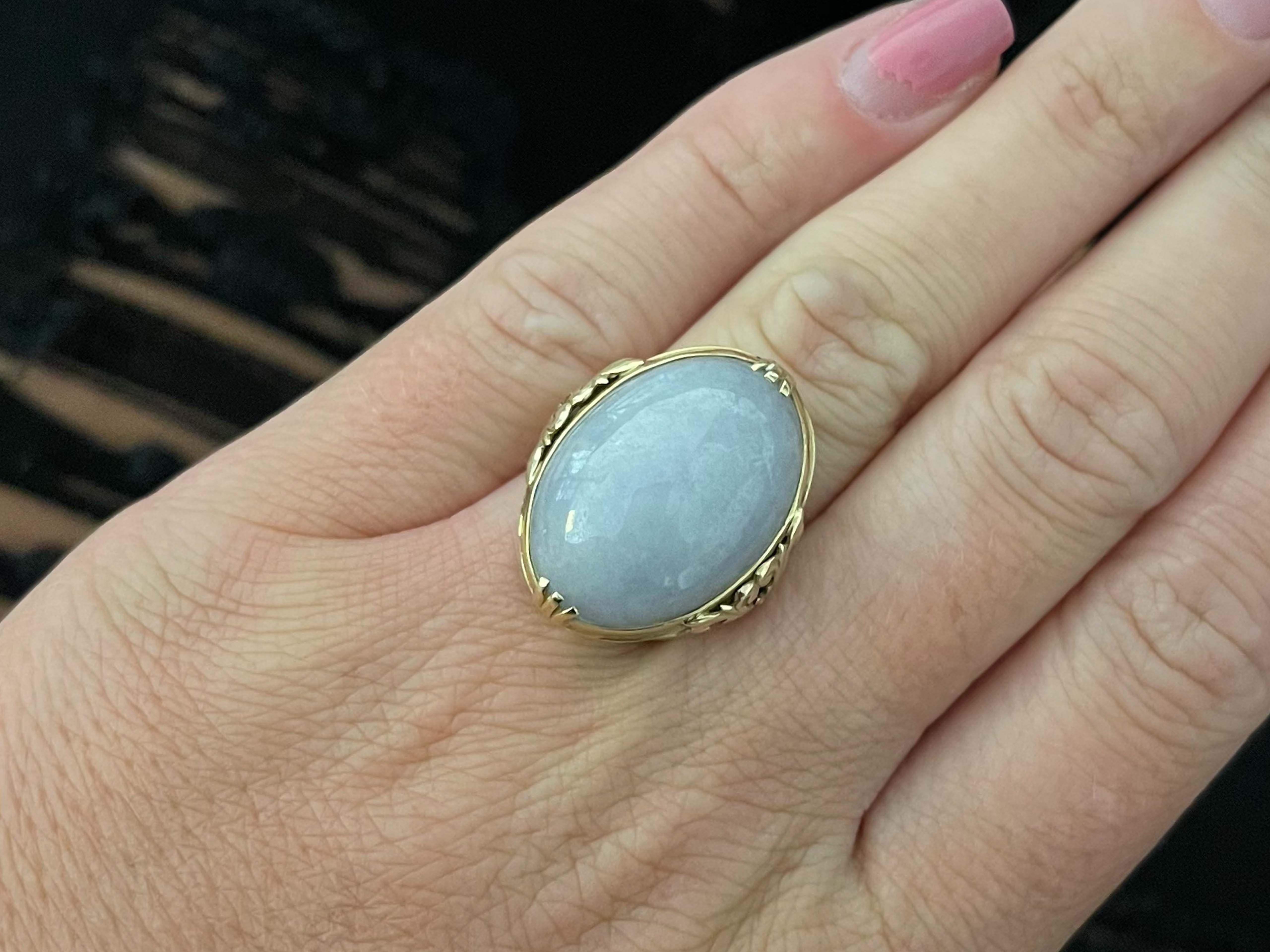 Ring Specifications:

Designer: Ming's
​
​Stone: Jade

Metal: 14k Yellow Gold

Total Weight: 10.6 Grams

Ring Size: 5.75 (resizable)

Stamped: 