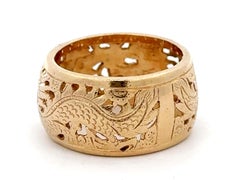 Mings Double Dragon Cutout Ring 14k Yellow Gold