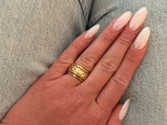 Ming's Double Happiness Greek Key Scroll Border Cutout Design Band Gold Ring