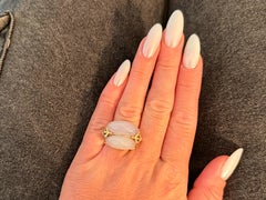 Mings Double Lavender Cabochon Jade Ring 14k Yellow Gold