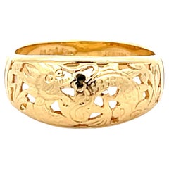 Mings Dragon Cutout Dome Band Ring in 14k