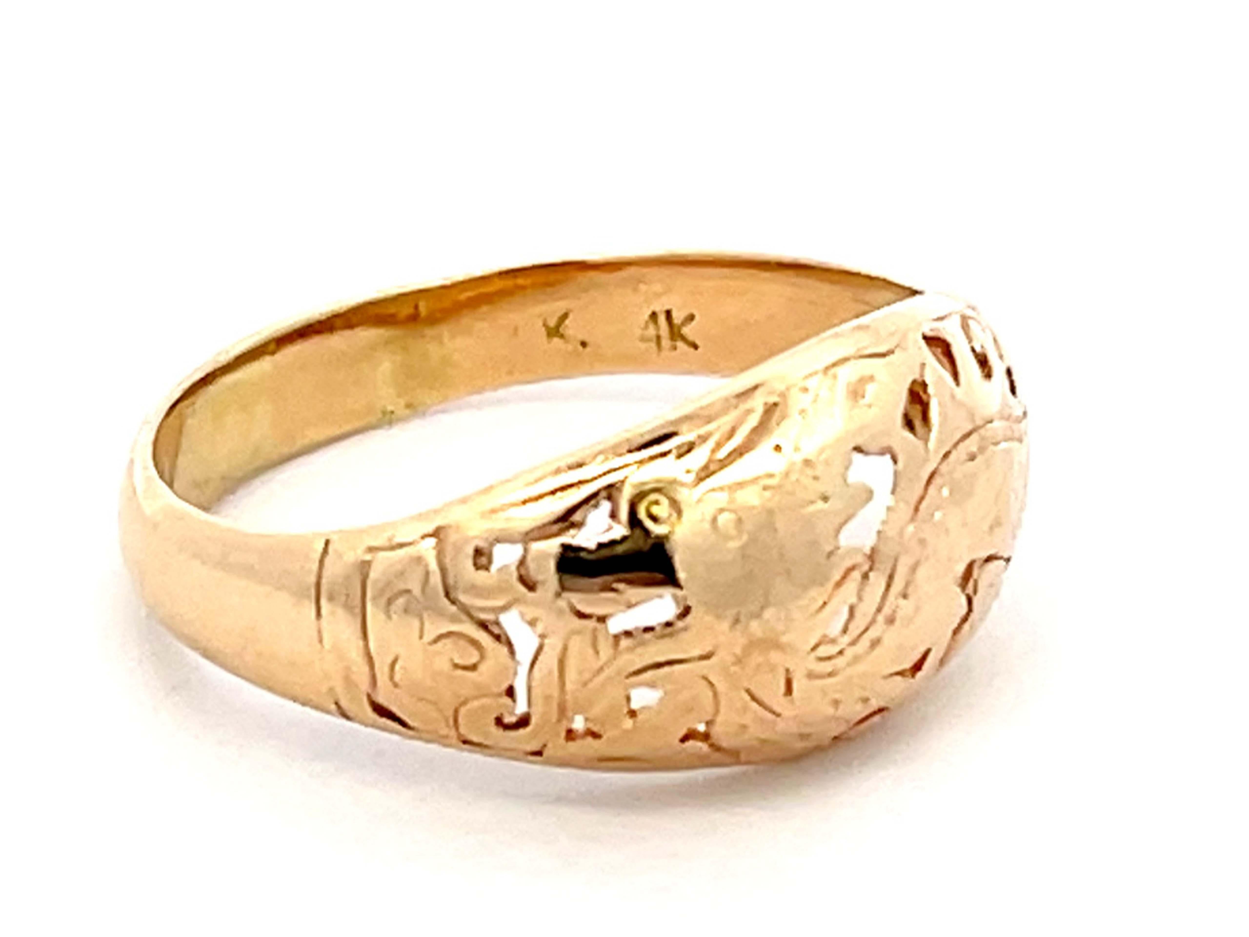 Modern Mings Dragon Cutout Dome Ring in 14k Yellow Gold For Sale