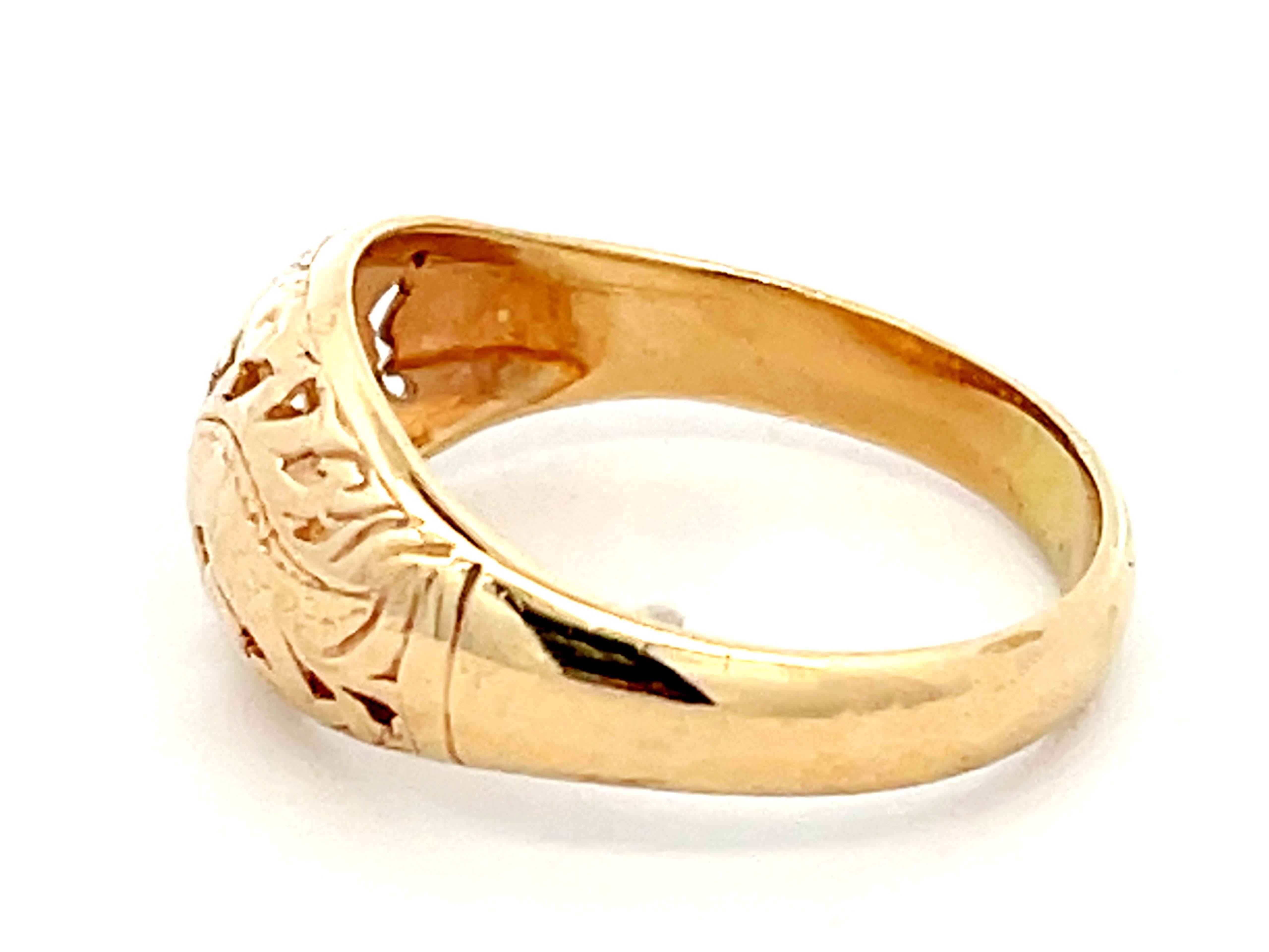 Mings Dragon Cutout Dome Ring in 14k Yellow Gold For Sale 1