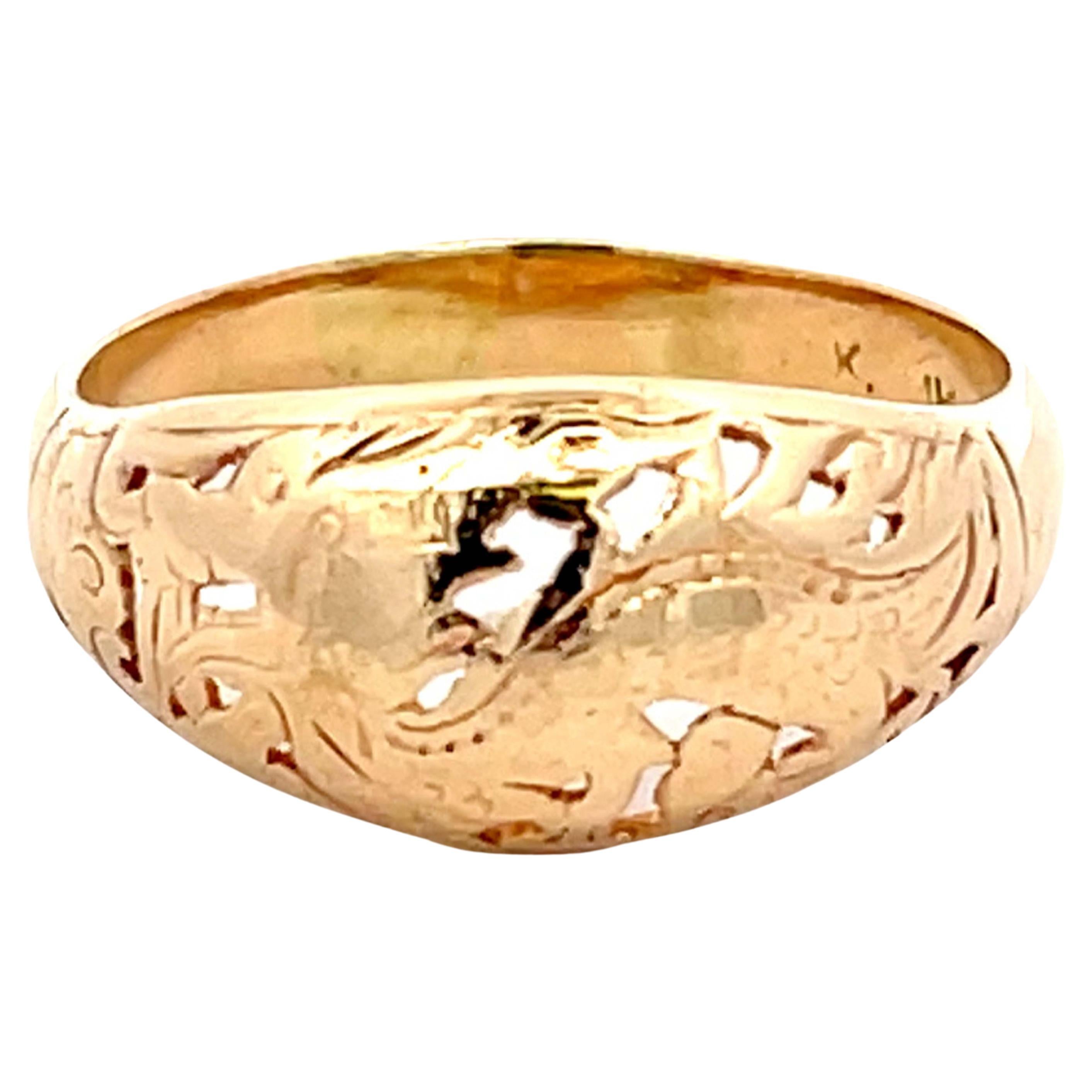 Mings Dragon Cutout Dome Ring in 14k Yellow Gold
