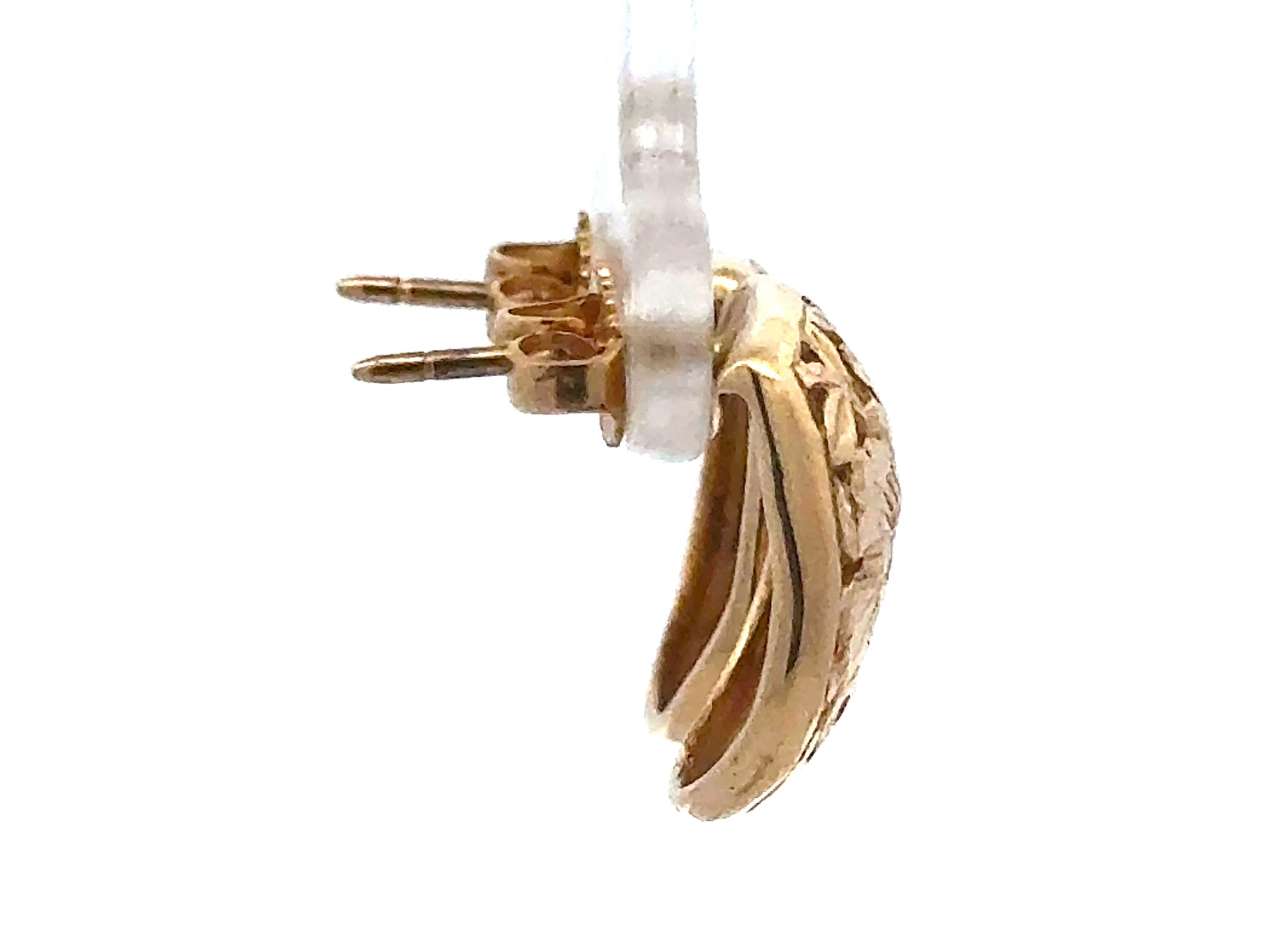 Donna Orecchini a perno Ming Ming Flower Open Scroll in oro giallo 14 carati in vendita