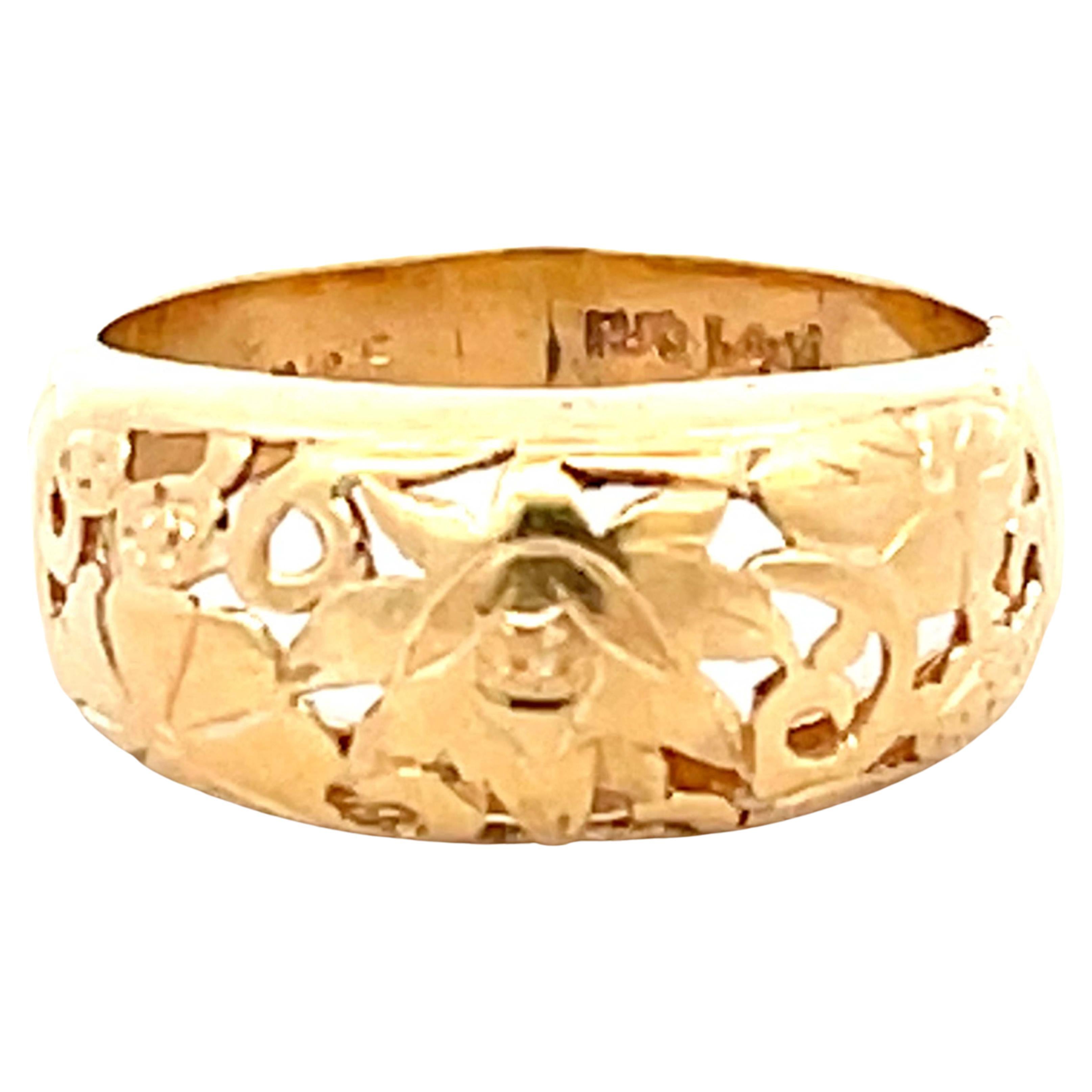 Mings Four Seasons Cutout Dome Band Ring in 14k For Sale