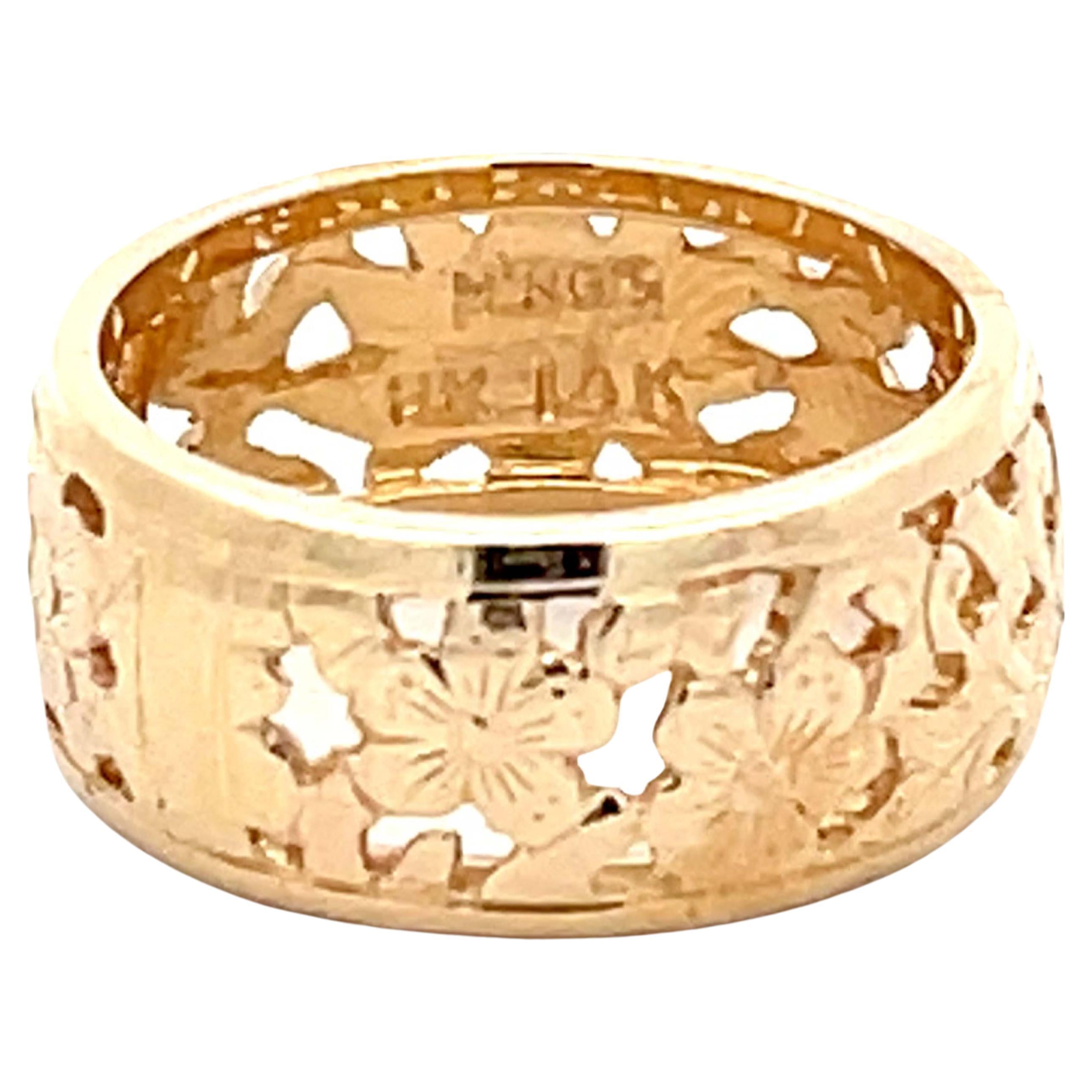Mings Four Seasons Cutout Ring in 14k Yellow Gold For Sale