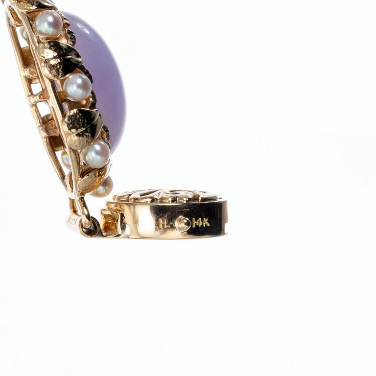 Mings GIA Certified Purple Jade Pearl Yellow Gold Bracelet at 1stDibs