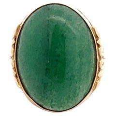 Retro Mings Green Jade Ring in 14k Yellow Gold