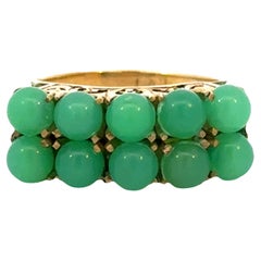 Ming's Hawaii 10 Round Green Jade Sphere Ring 14k Yellow Gold