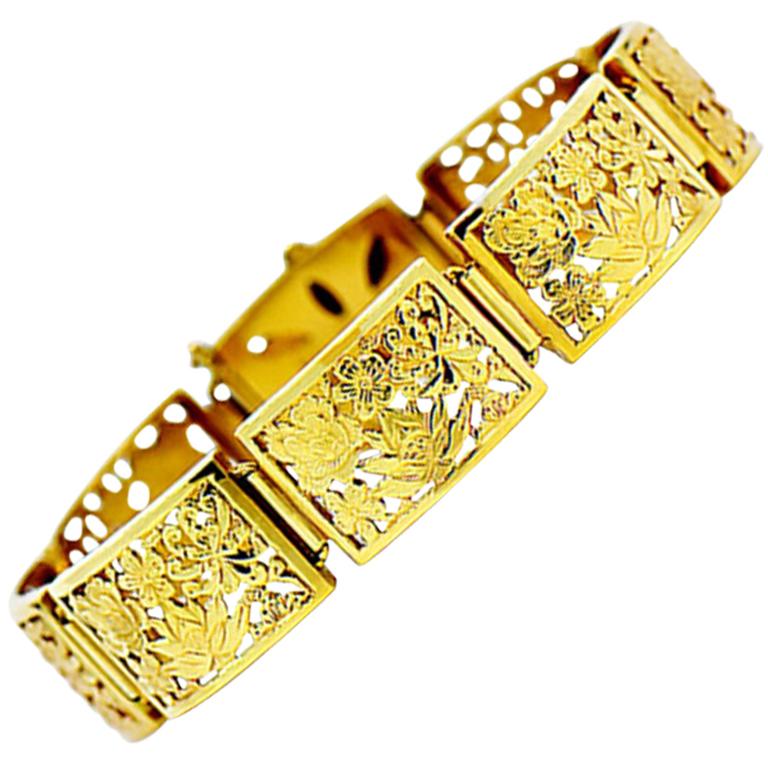 Ming's Hawaii 14 Karat Yellow Gold Four Seasons Sectional Bracelet