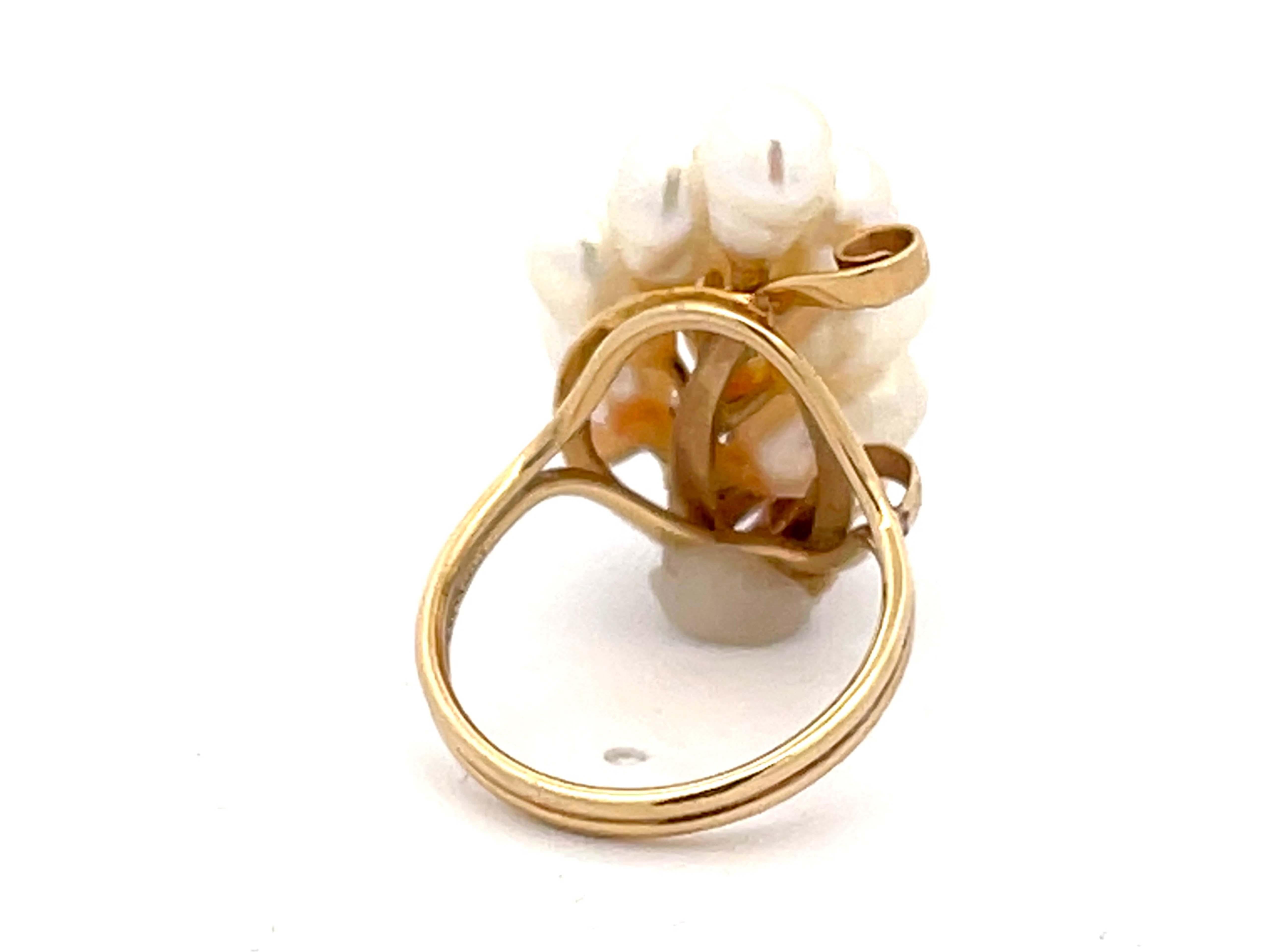 Ming's Hawaii Akoya Pearl Cluster Ring 14k Yellow Gold For Sale 1