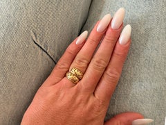 Ming Ming Hawaii Bird on a Plum Bypass Ring 14k Yellow Gold