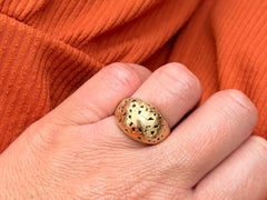 Ming's Hawaii Bird on a Plum Dome Ring 14k Yellow Gold