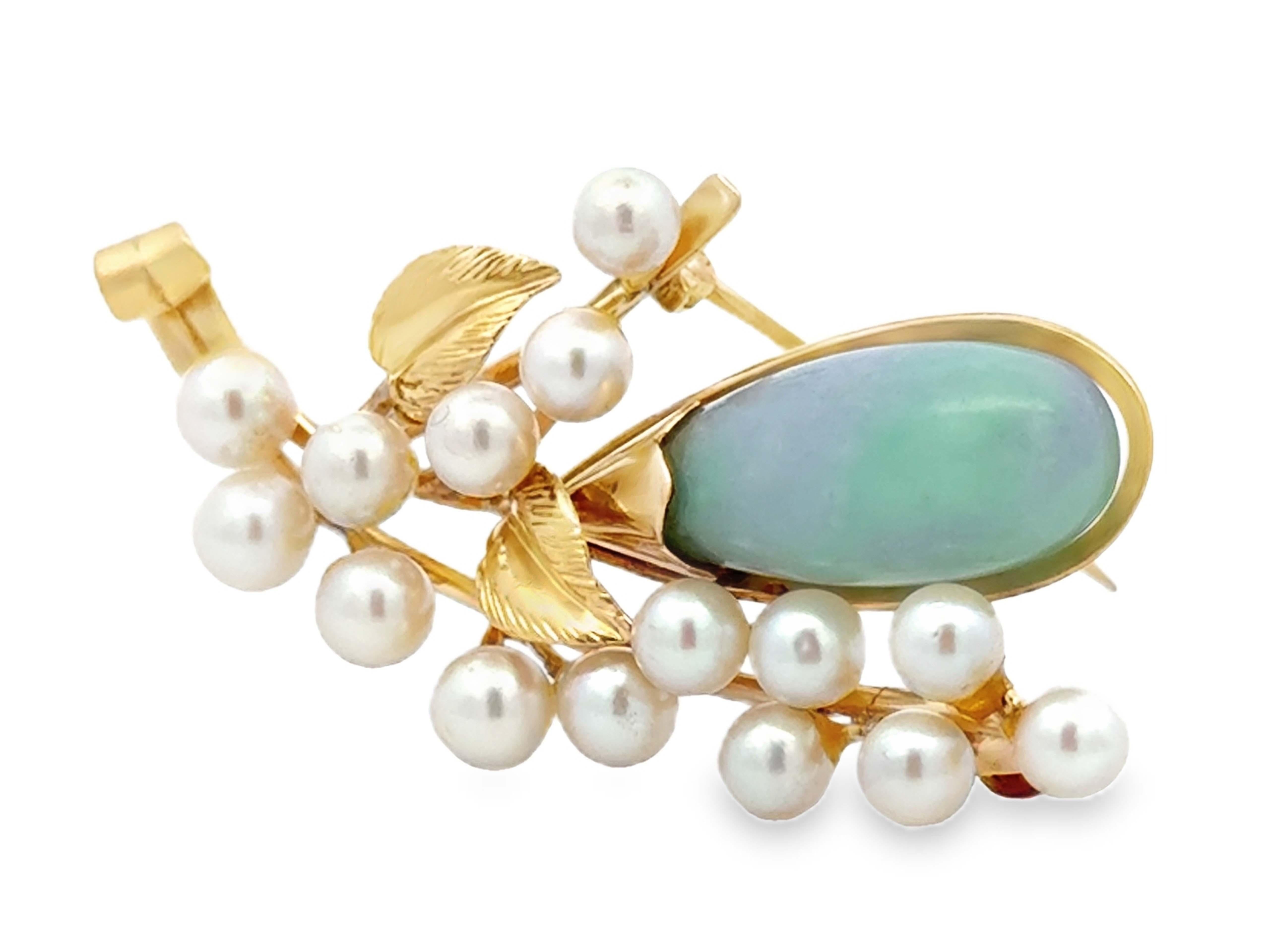 Ming Ming Hawaii, un bracciale a forma di pera di giada e perla in oro giallo 14k In condizioni ottime in vendita a Honolulu, HI