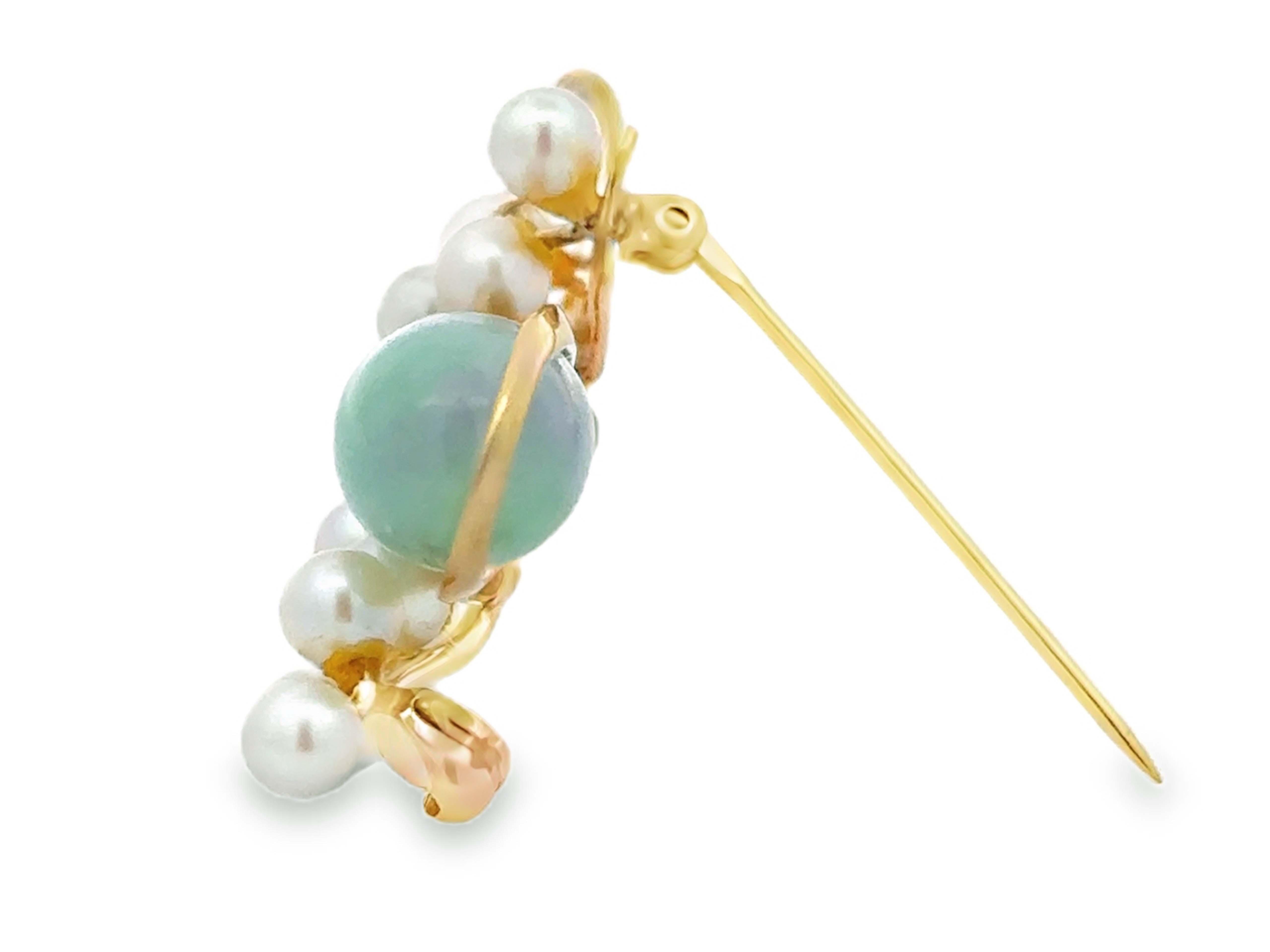 Donna Ming Ming Hawaii, un bracciale a forma di pera di giada e perla in oro giallo 14k in vendita