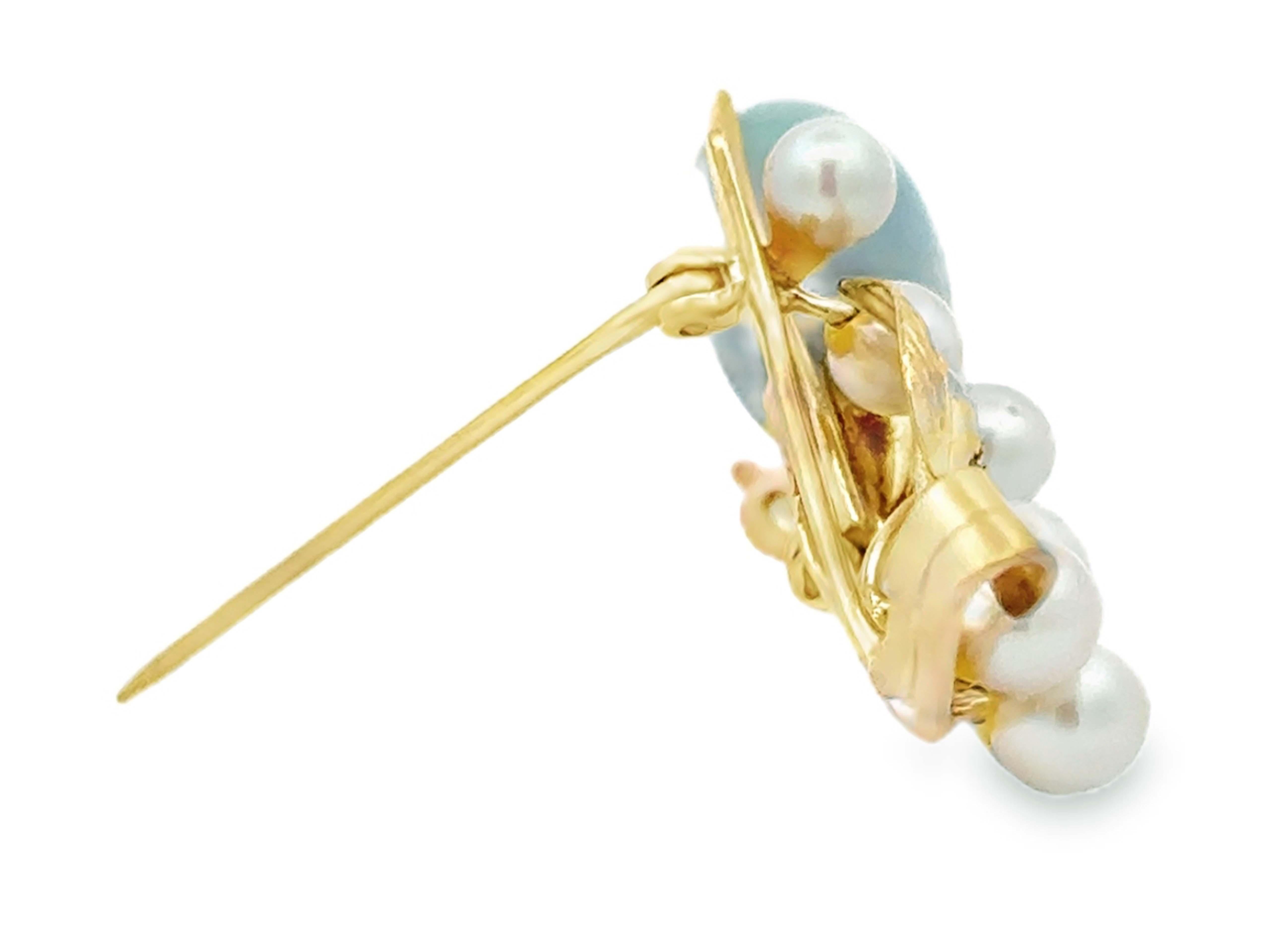 Ming Ming Hawaii, un bracciale a forma di pera di giada e perla in oro giallo 14k in vendita 1