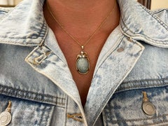 Mings Hawaii Carved Nephrite Jade & Pearl Pendant in 14k Yellow Gold with Chain