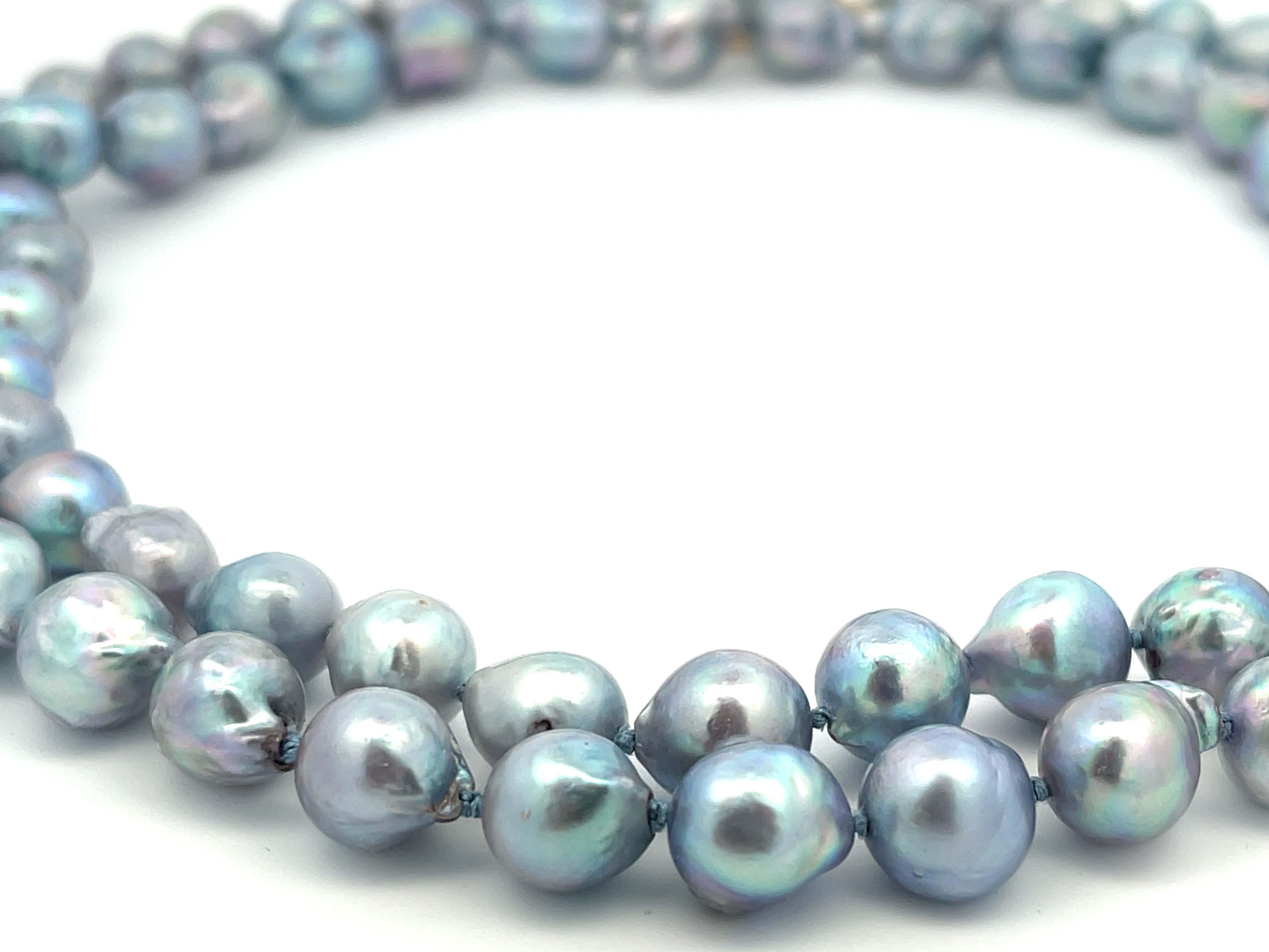 Mings Hawaii Cultured Baroque Pearl Bead Strand Necklace with Jade Clasp In Excellent Condition In Honolulu, HI