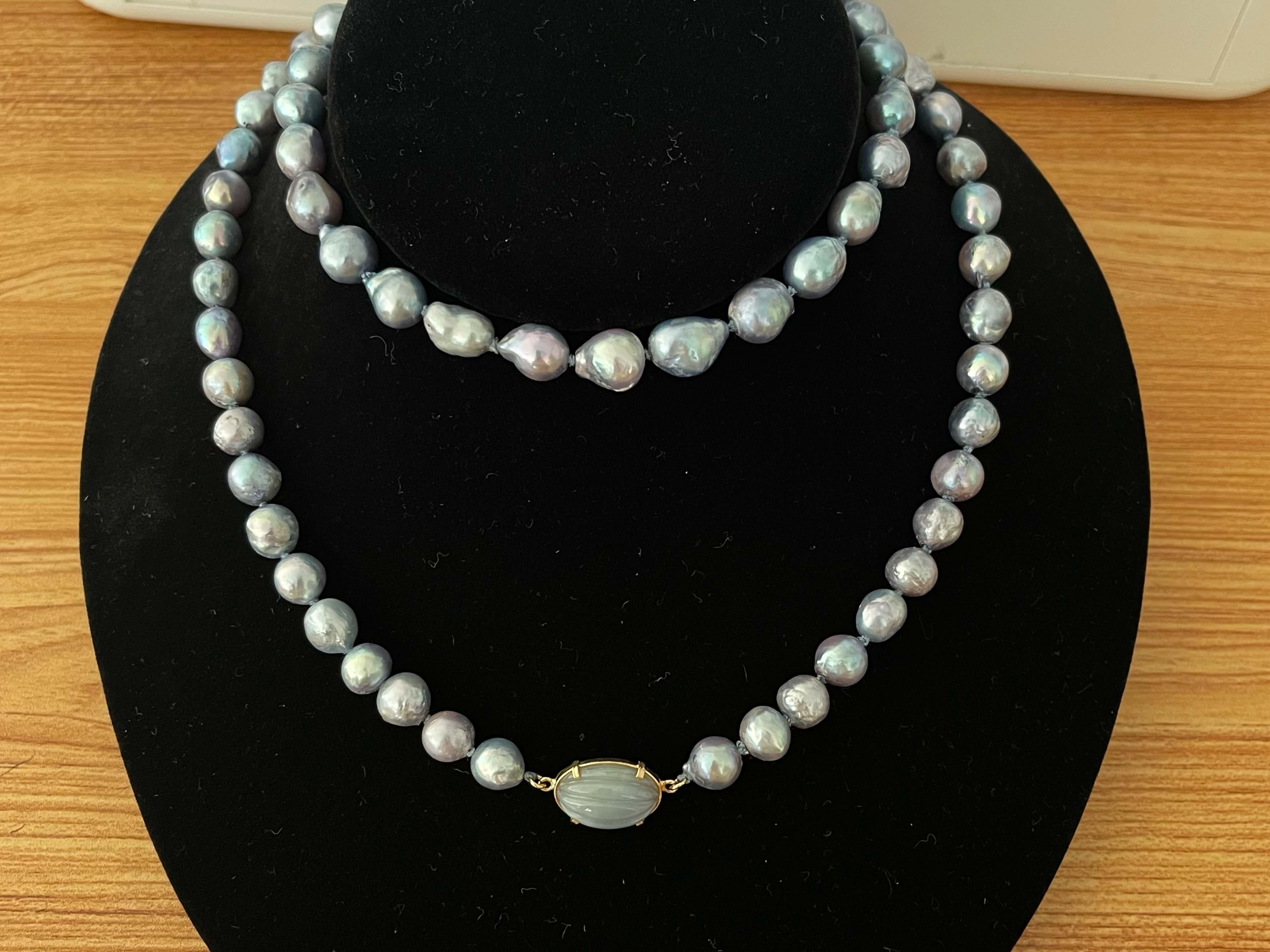 Women's Mings Hawaii Cultured Baroque Pearl Bead Strand Necklace with Jade Clasp