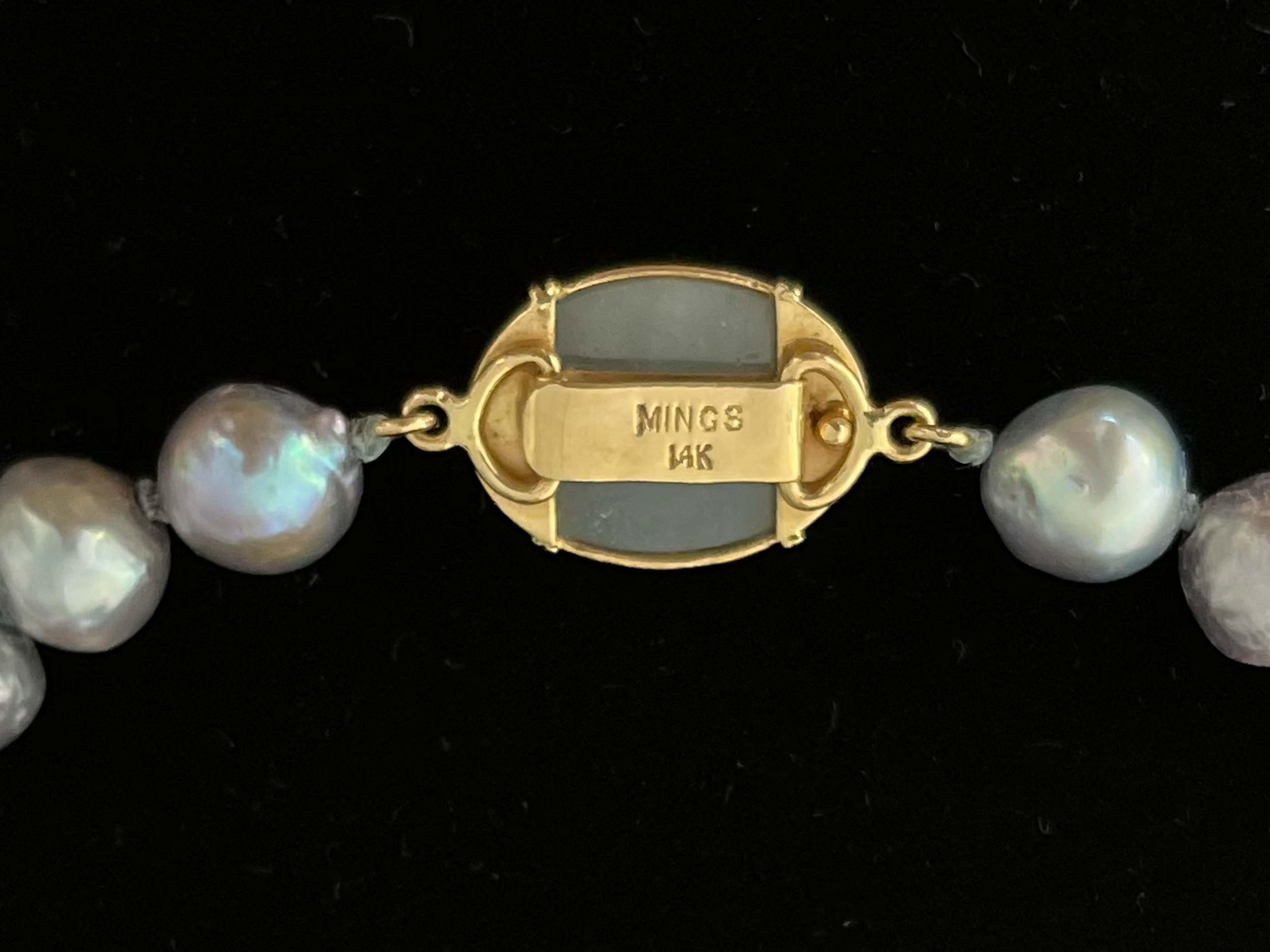 Mings Hawaii Cultured Baroque Pearl Bead Strand Necklace with Jade Clasp 1