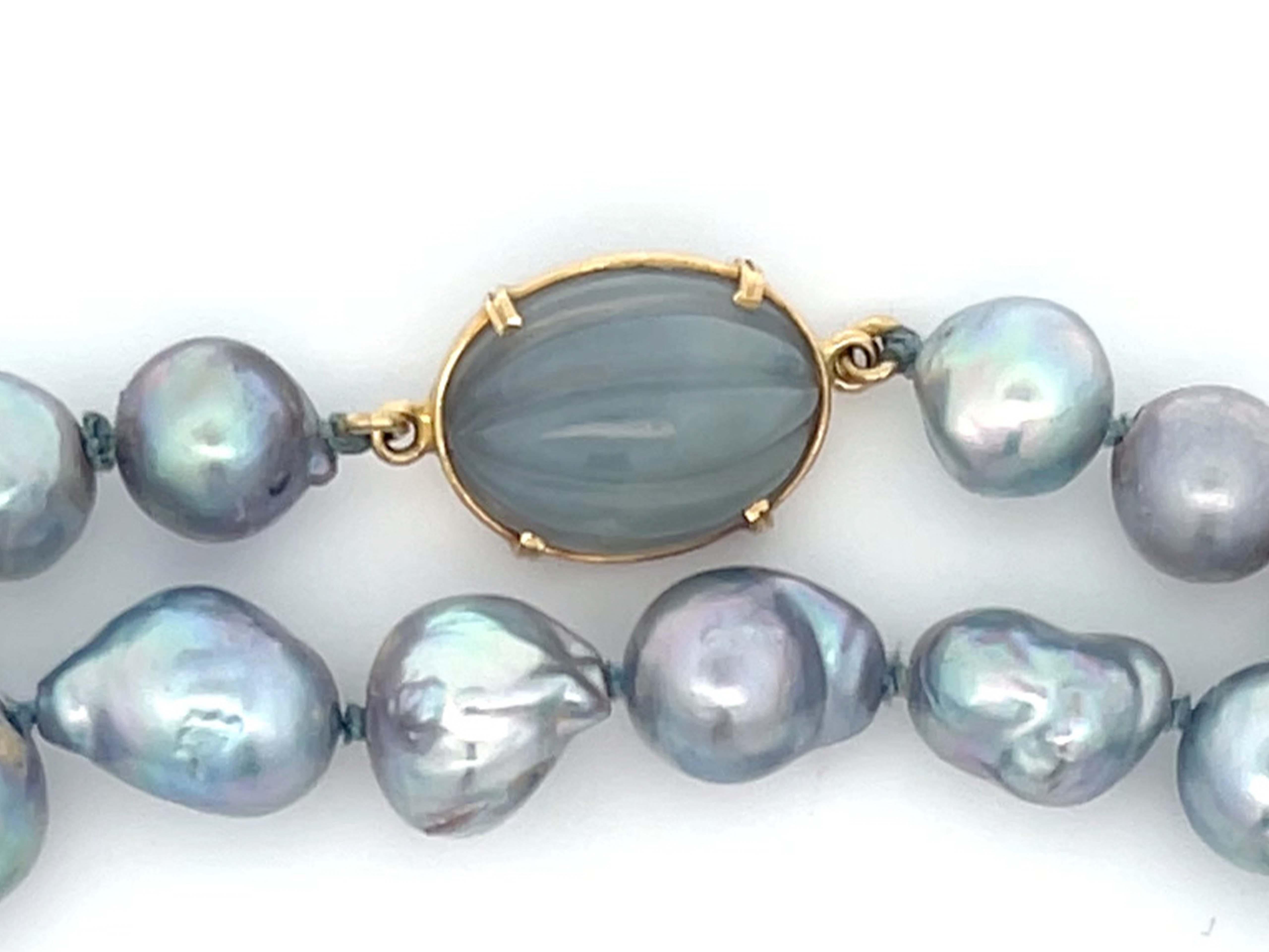 Mings Hawaii Cultured Baroque Pearl Bead Strand Necklace with Jade Clasp 2
