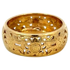 Ming's Hawaii Double Dragon Band Ring 14k Yellow Gold