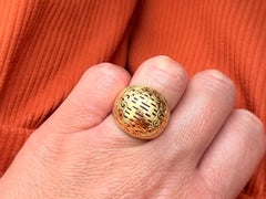 Ming's Hawaii Double Happiness Round Dome Ring 14k Yellow Gold