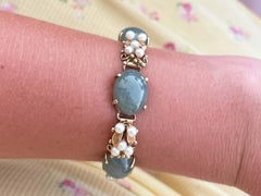 Mings Hawaii-Armband aus Jade und Blattperlen aus 14 Karat Gelbgold