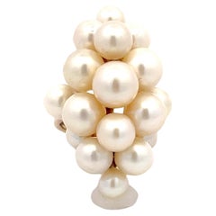 Ming's Hawaii Large Akoya Pearl Cluster Ring 14k Yellow Gold