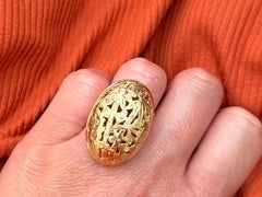 Ming's Hawaii Large Pierced Oval Cutout Bamboo Ring 14k Yellow Gold