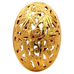 Ming's Hawaii Large Pierced Oval Cutout Bamboo Ring 14k Yellow Gold