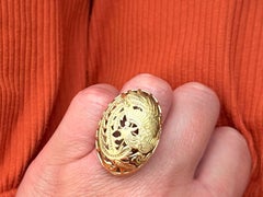 Ming's Hawaii Large Pierced Oval Phoenix Ring 14k Yellow Gold