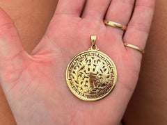Mings Hawaii Large Round Longevity Pendant 14K Gold