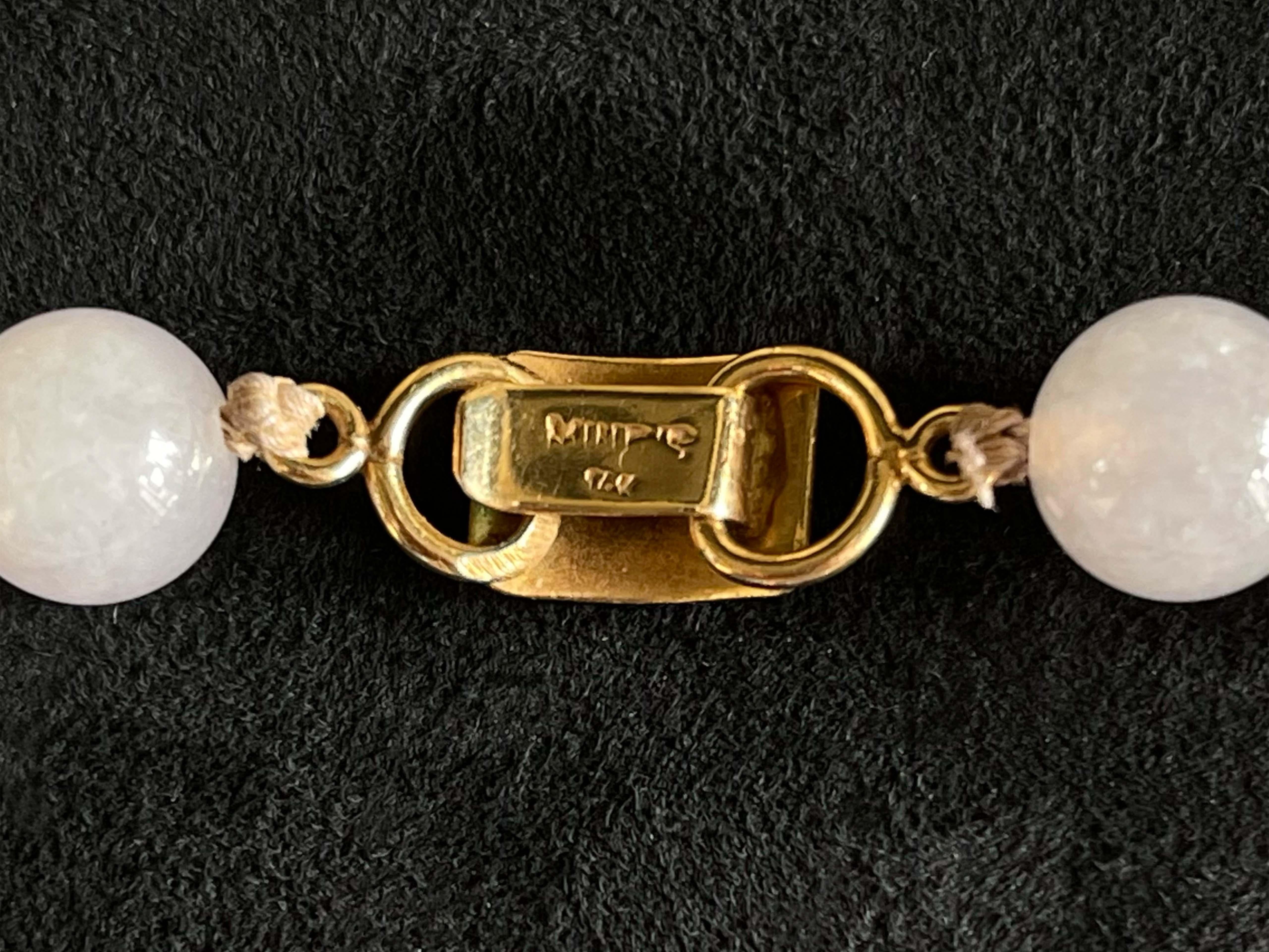 Ming's Hawaii Lavender Jade Bead Necklace In Excellent Condition In Honolulu, HI