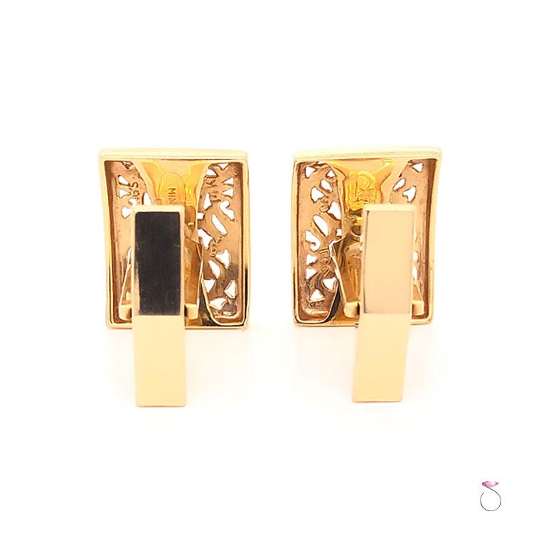 Ming's Hawaii Longevity Cufflinks in 14 Karat Yellow Gold For Sale 2