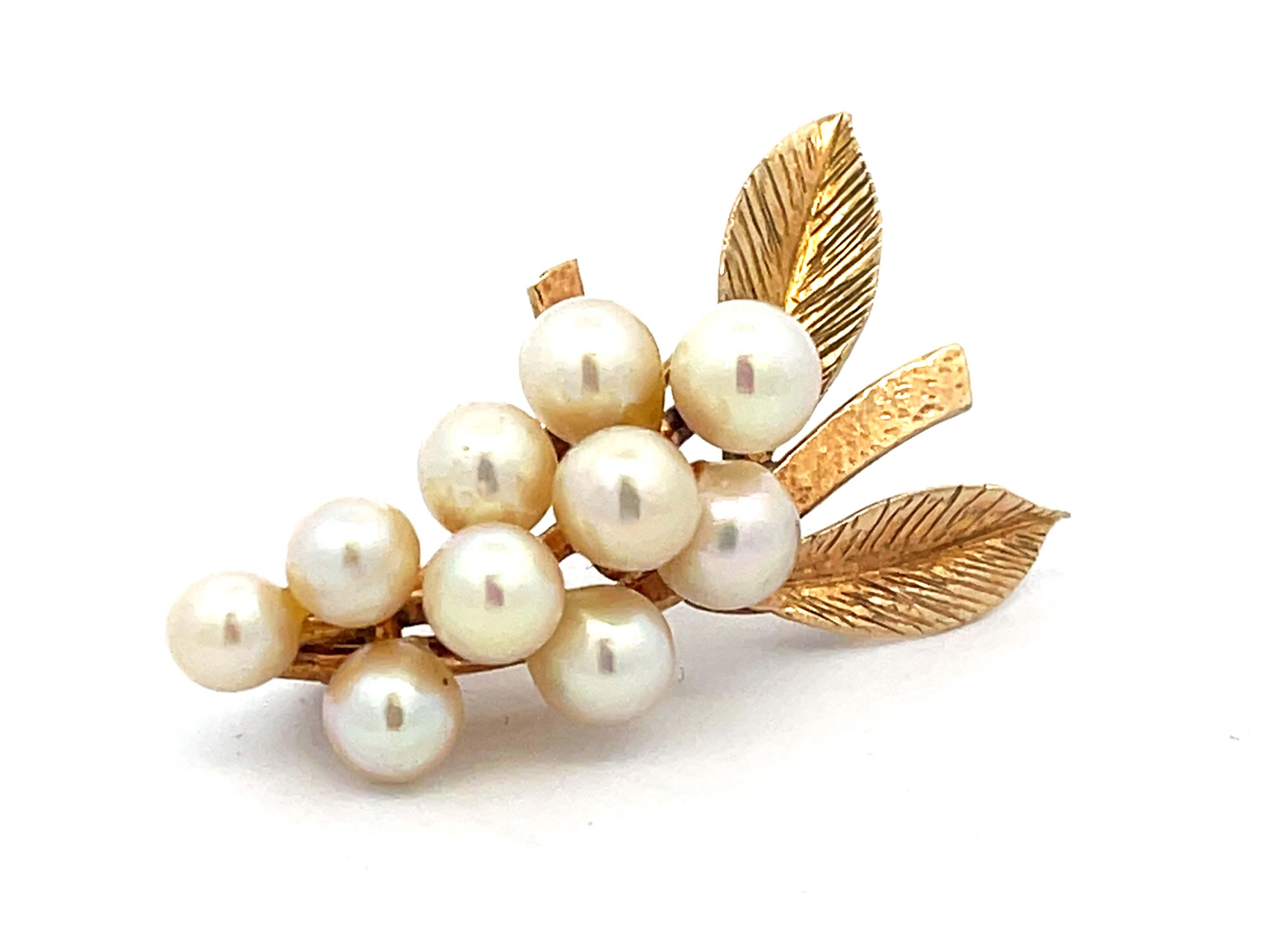 Modern Mings Hawaii Pearl Branch Brooch in 14k Yellow Gold For Sale