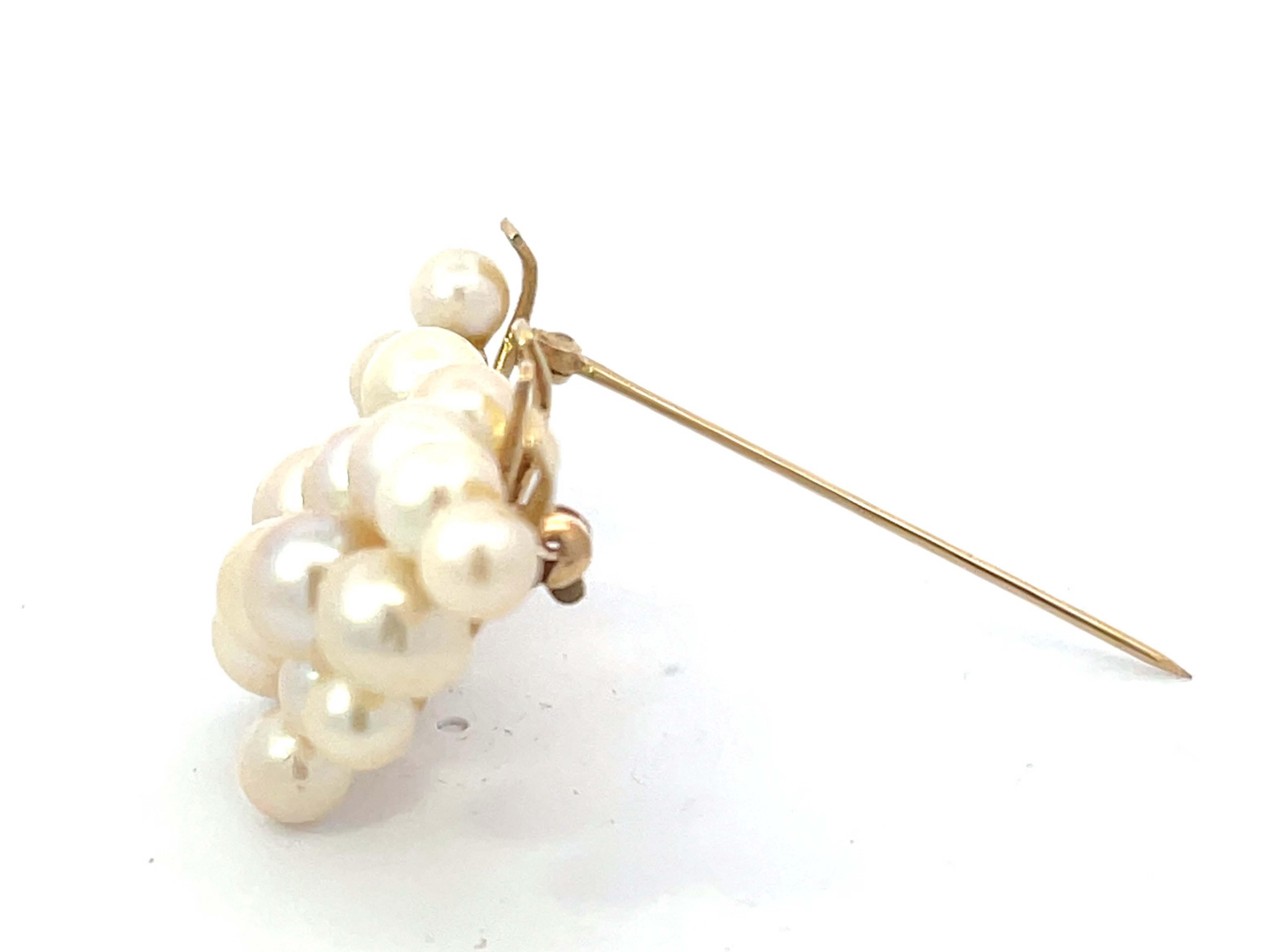 Mings Hawaii Pearl Branch Brooch in 14k Yellow Gold In Excellent Condition For Sale In Honolulu, HI