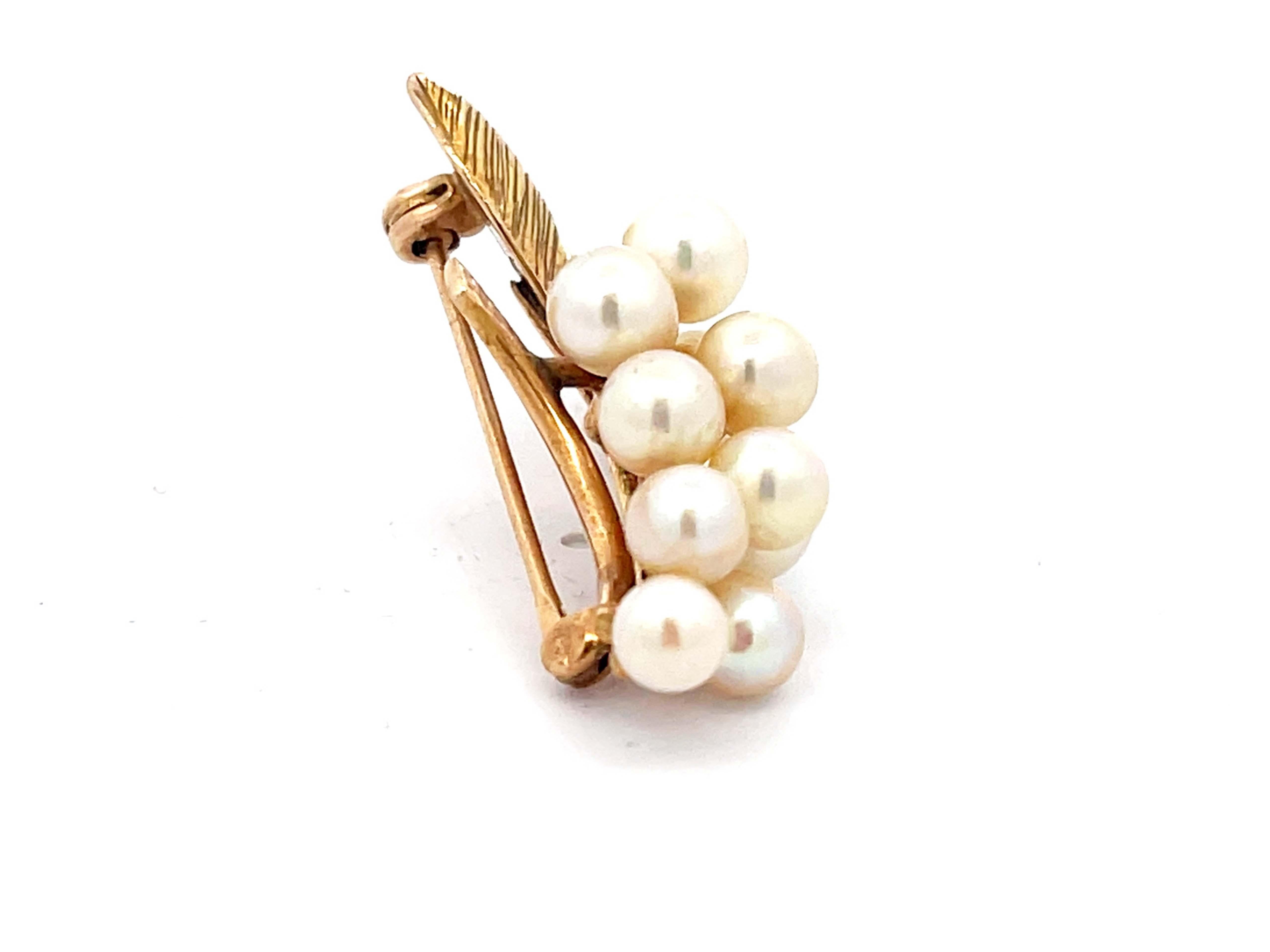 Mings Hawaii Pearl Branch Brooch in 14k Yellow Gold In Excellent Condition For Sale In Honolulu, HI