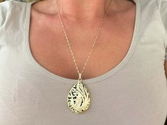 Ming's Hawaii Phoenix Onyx Pear Shaped Necklace 14k Yellow Gold