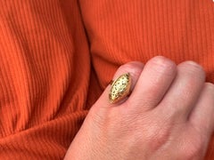 Ming's Hawaii Pierced Cutout Bird on a Plum Marquise Ring 14k Yellow Gold