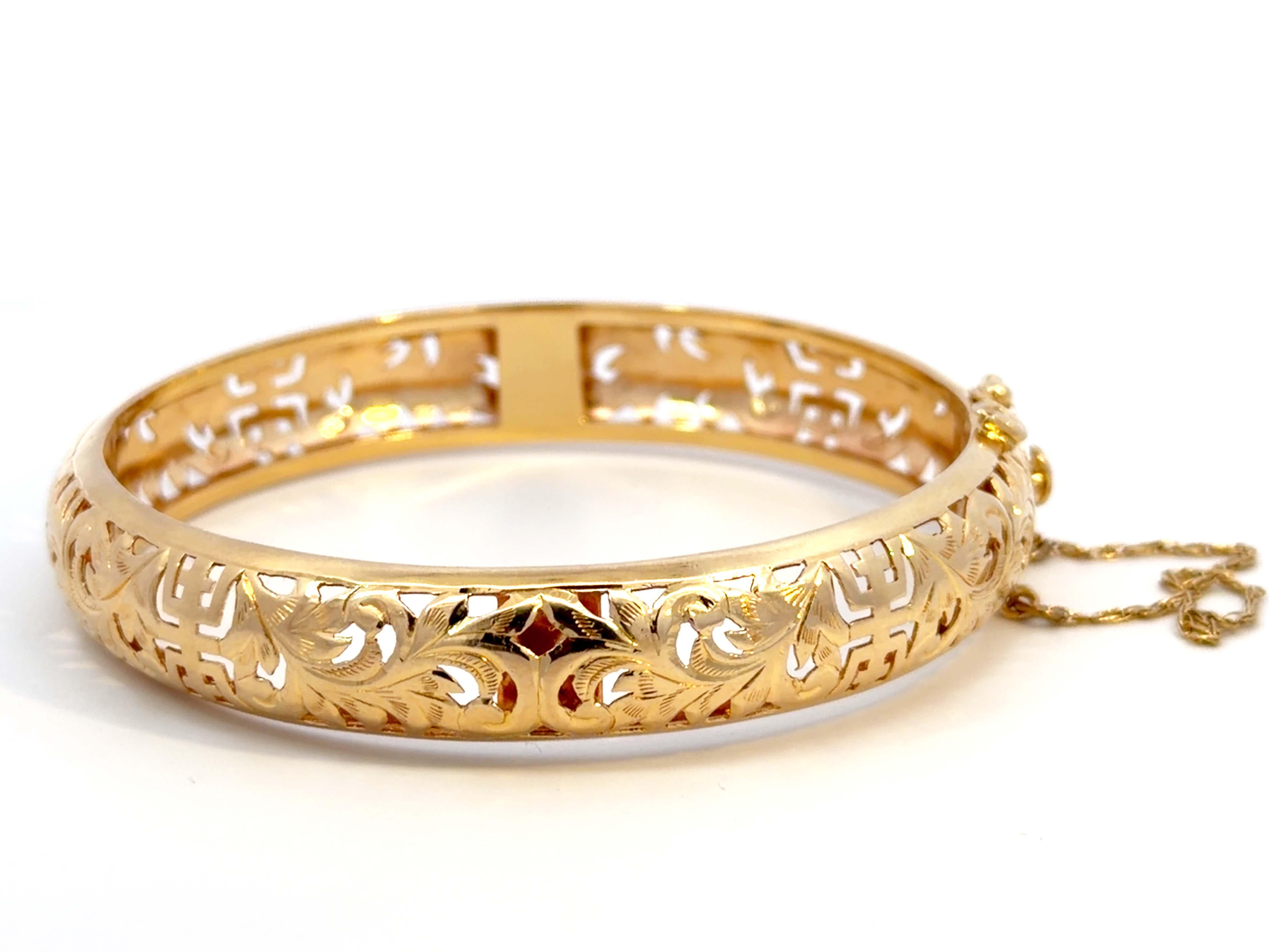 Donna Ming Ming Hawaii Bangle con cerniera in oro 14K Yellow Gold 7